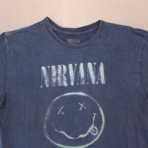 Nirvana Band Casual Crew Neck Graphic Shirt Adult Mens Size Medium M Blue